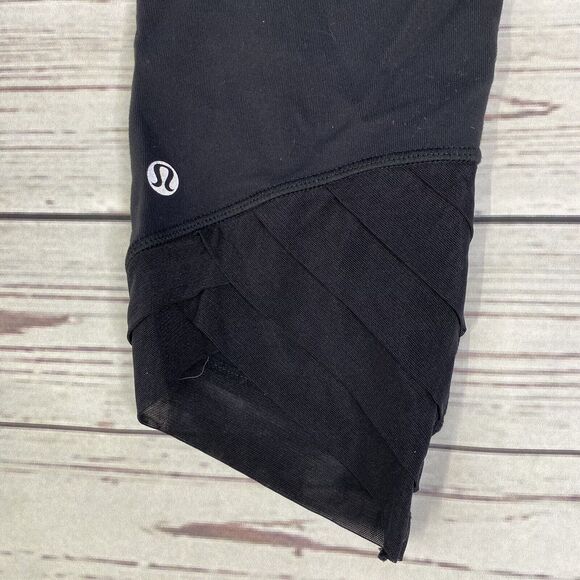 Lululemon Wunder Under Crop *SE Pleat 6 Black Luon - Picture 5 of 6